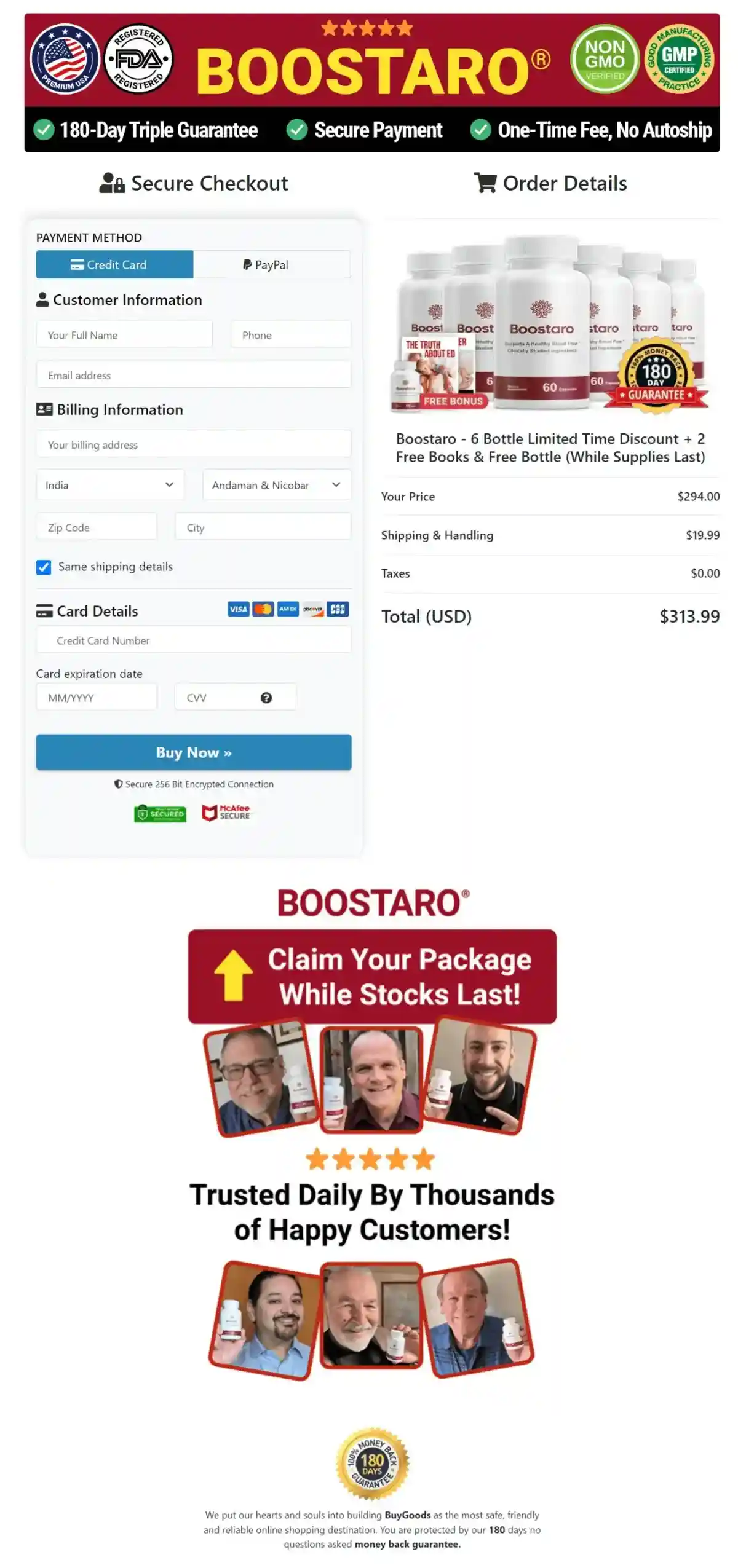 Boostaro Secure Checkout — Official Order Page